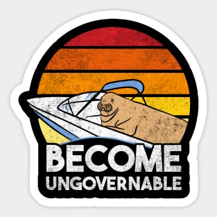 Freya the walrus - Become Ungovernable Retro Sticker